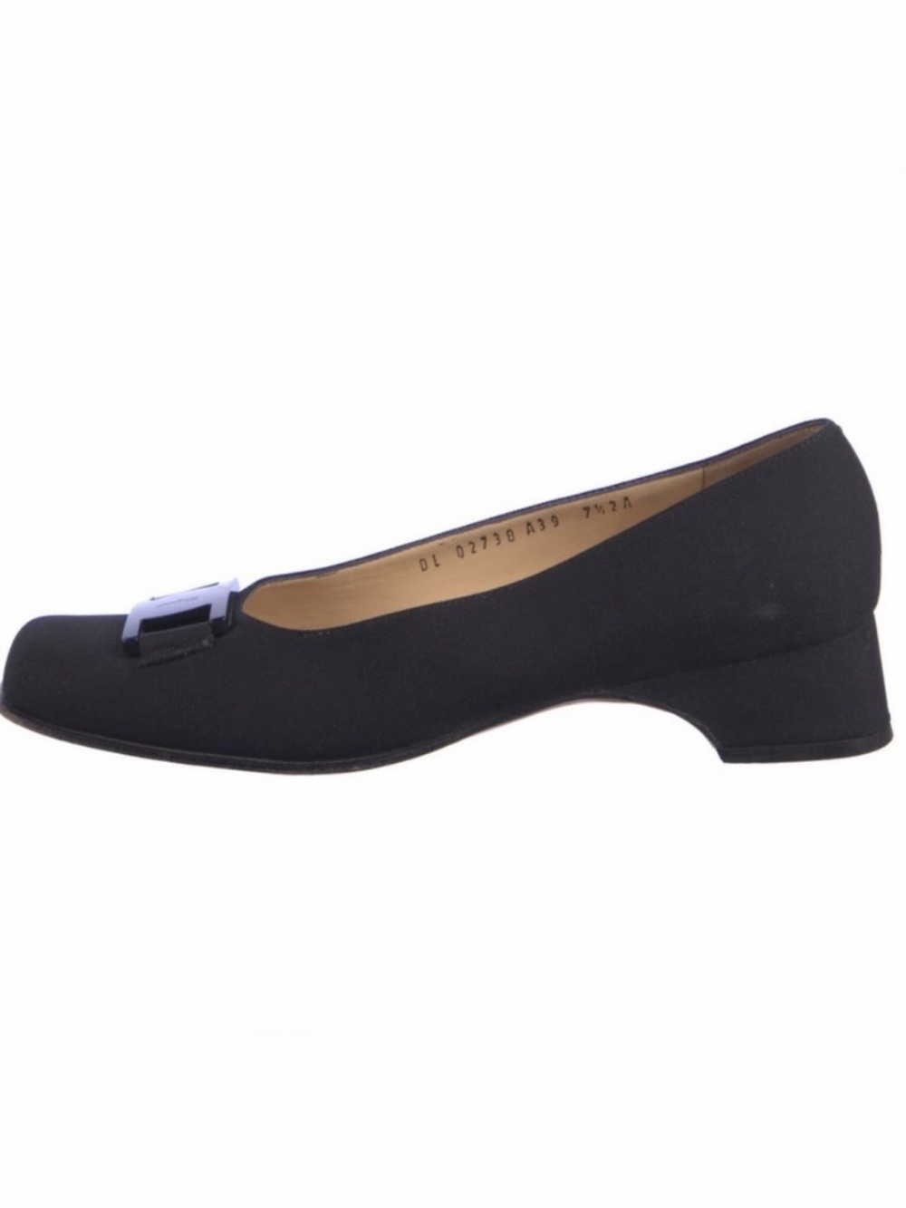 Salvatore Ferragamo Black Square-Toe Flats with Patent Logo Buckle *Size 38/8 - Picture 8 of 8